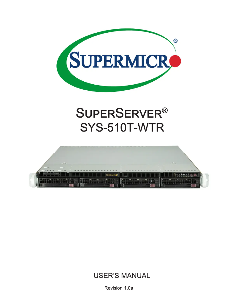 Page 1 de la notice Manuel utilisateur Supermicro SuperServer SYS-510T-WTR