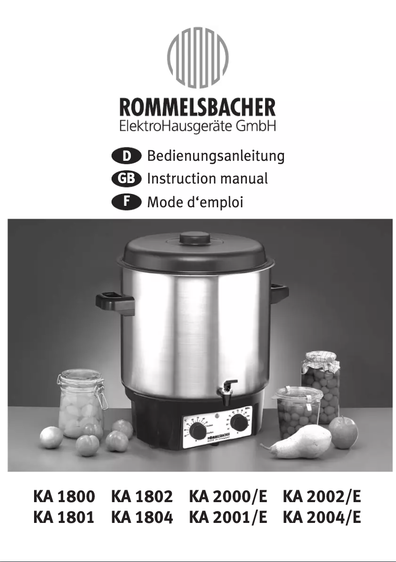 Página 1 del manual Manual de usuario Rommelsbacher KA 2001