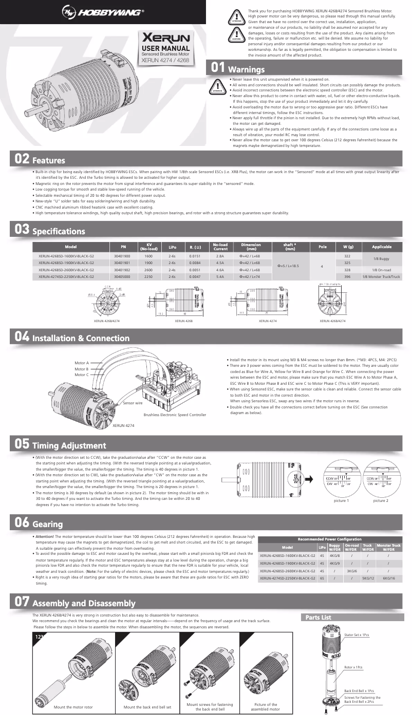 Image de la première page du manuel de l'appareil XeRun-4268SD-1900KV-G2