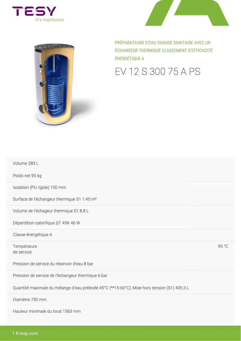 Image de la première page du manuel de l'appareil EV 12 S 300 75 A PS