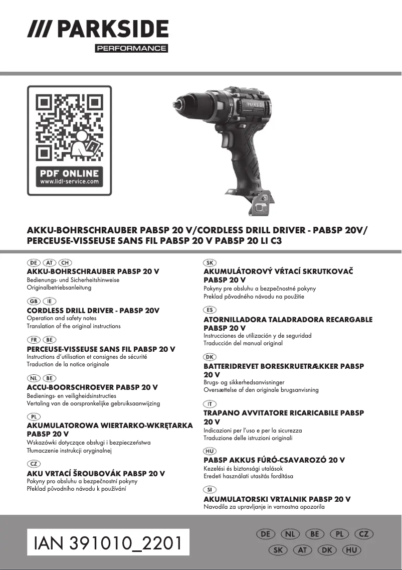 Image de la première page du manuel de l'appareil PABSP 20 Li C3