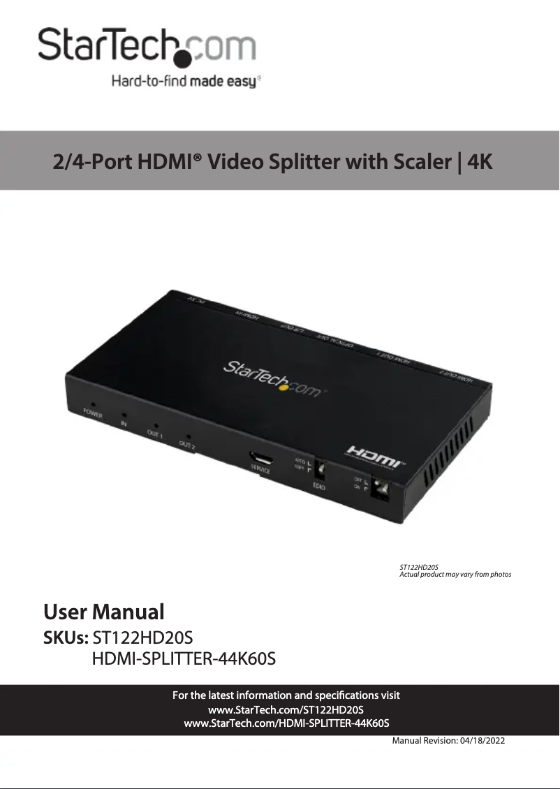 Image de la première page du manuel de l'appareil ST122HD20S