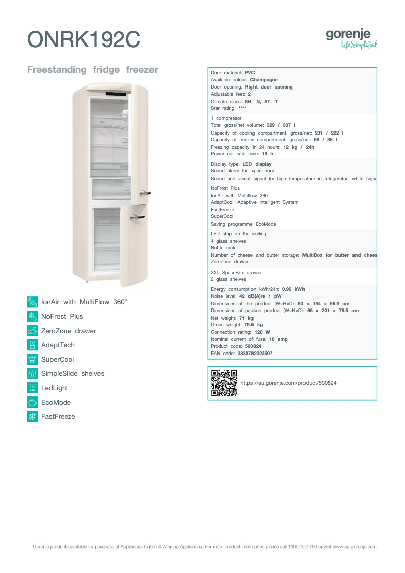 Image de la première page du manuel de l'appareil ONRK192C