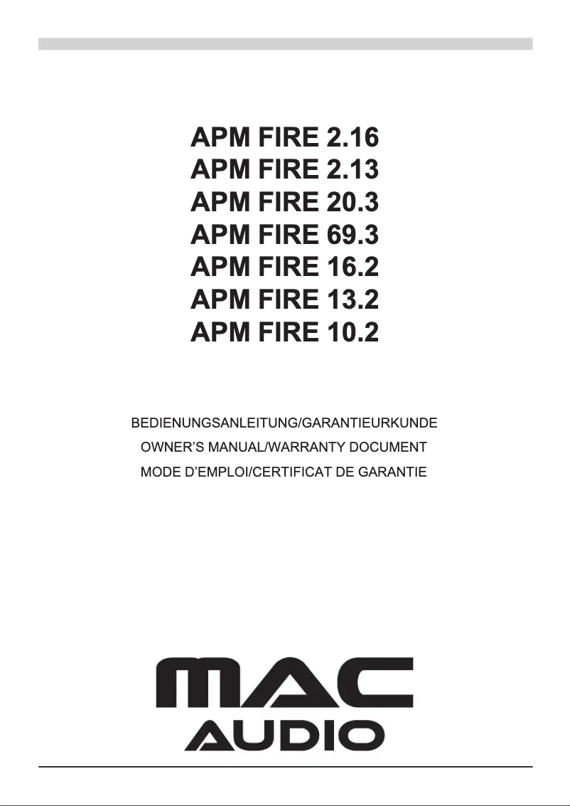 Image de la première page du manuel de l'appareil APM Fire 16.2