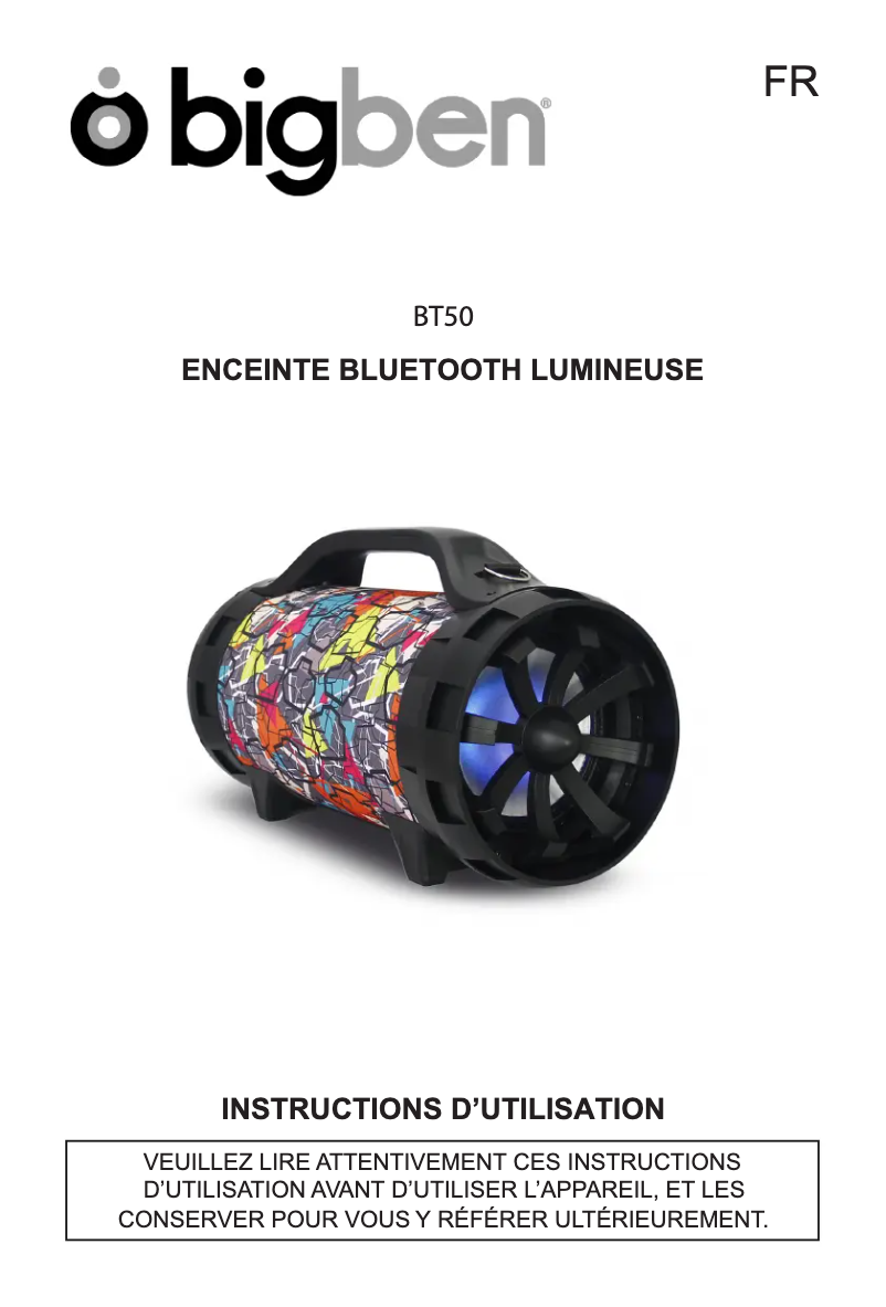 Page 1 de la notice Manuel utilisateur Bigben BT50
