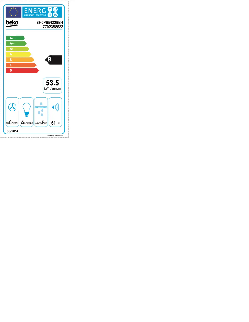 Page n°1 - Label énergétique Beko BHCP65422BBH