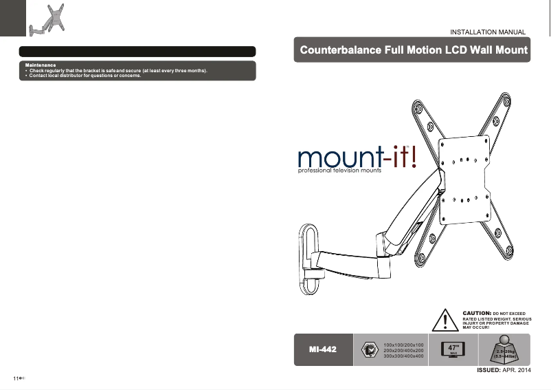 Página 1 del manual Manual de usuario Mount-It! MI-442