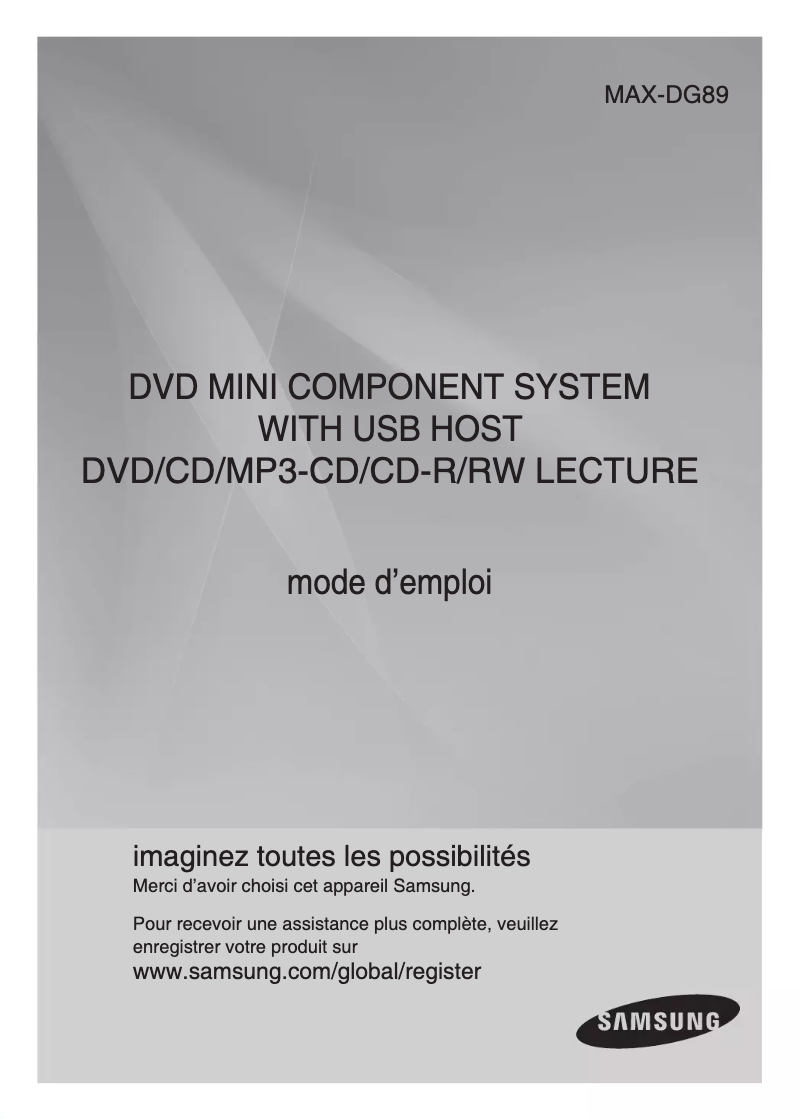 Page 1 de la notice Manuel utilisateur Samsung MAX-DG89T