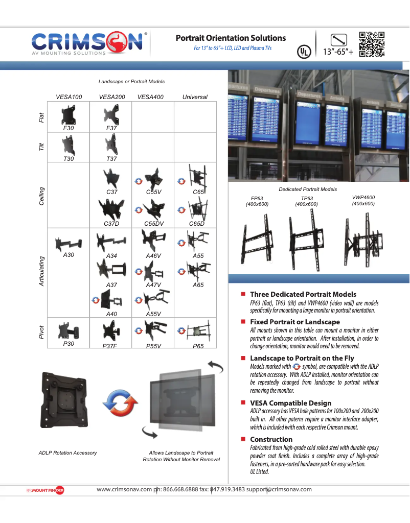 Page 1 de la notice Fiche technique Crimson TP63A