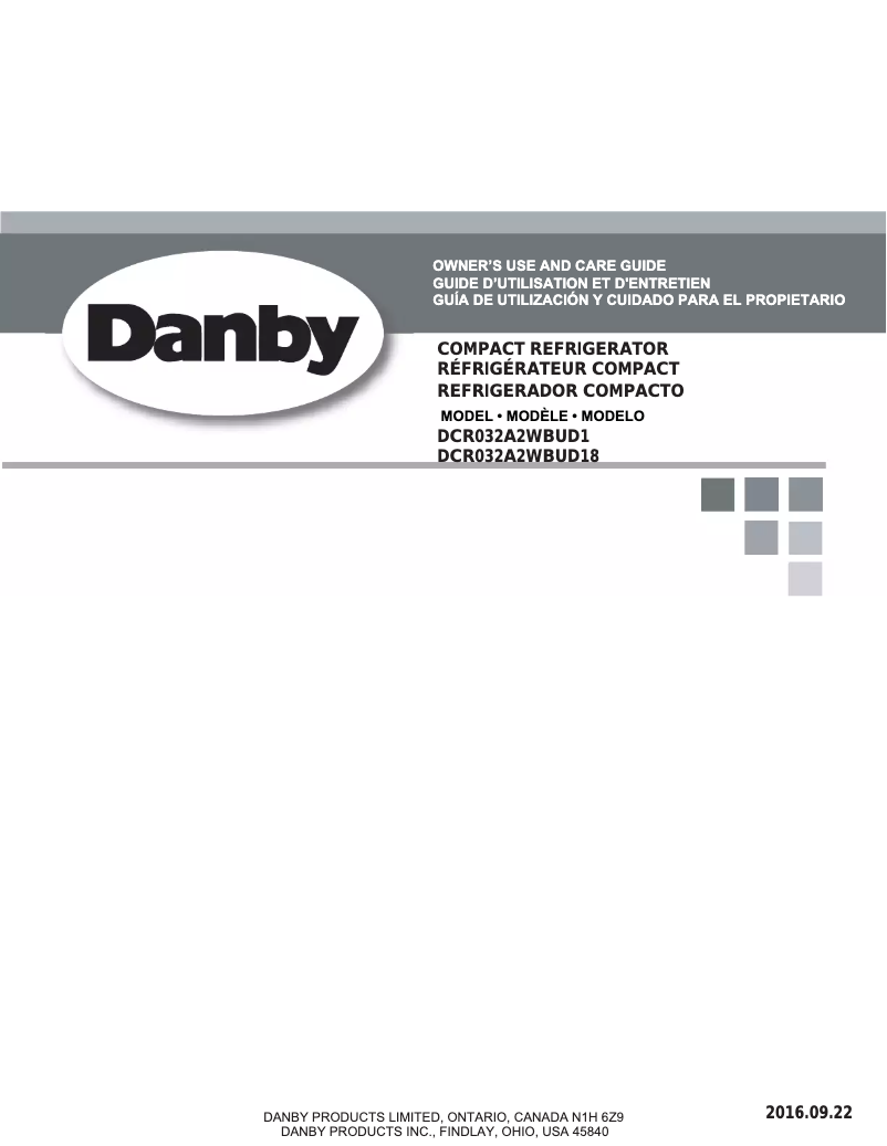 Page n°1 - Manuel utilisateur Danby DCR032A2WBUD1
