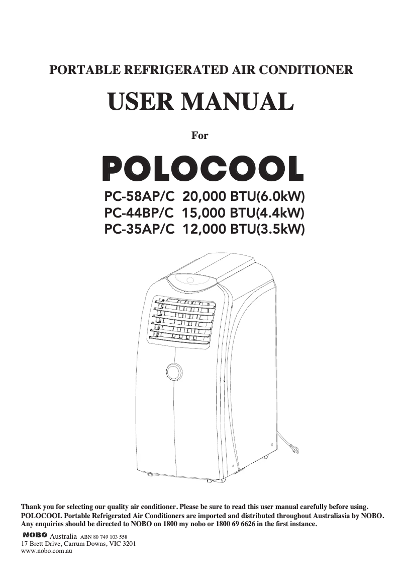 Image de la première page du manuel de l'appareil PC-58AP/C