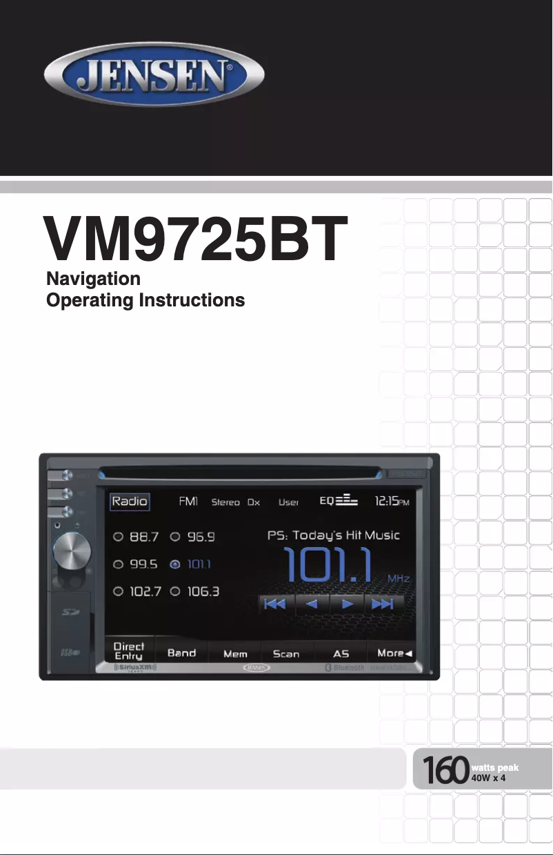 Page n°1 - Manuel utilisateur Jensen VM9725BT
