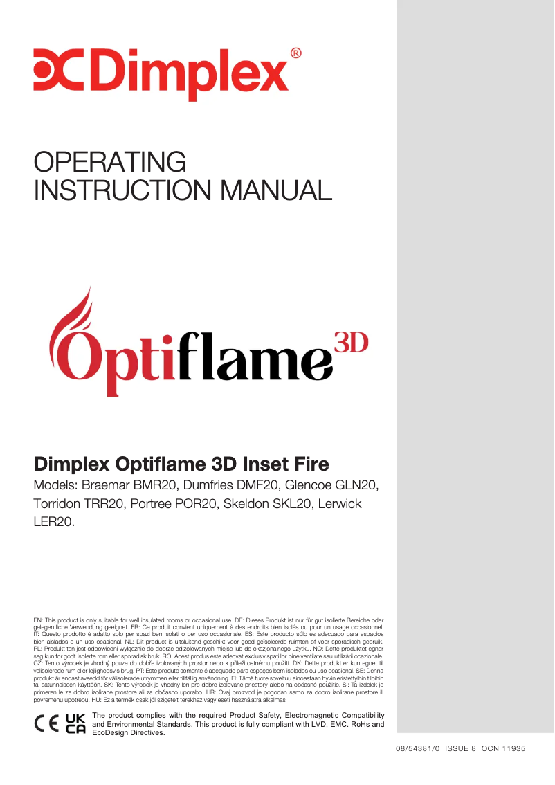 Page 1 de la notice Manuel utilisateur Dimplex Optiflame 3D BMR20CH3D