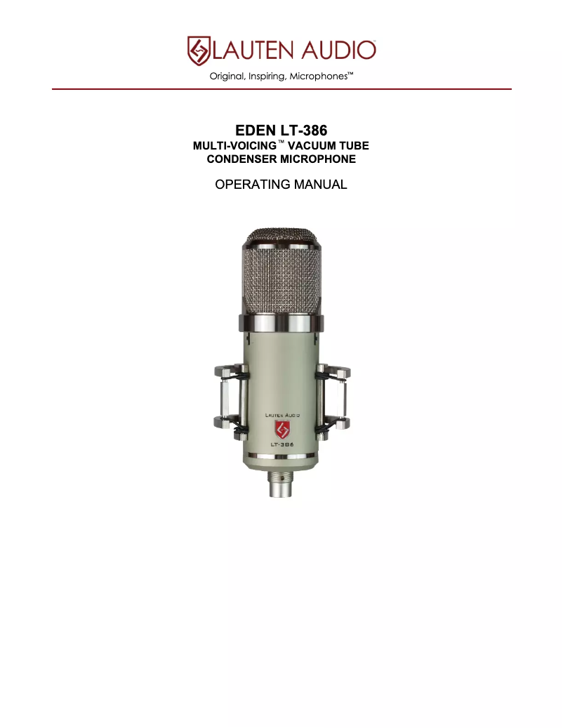 Page 1 de la notice Manuel utilisateur Lauten Audio Eden LT-386