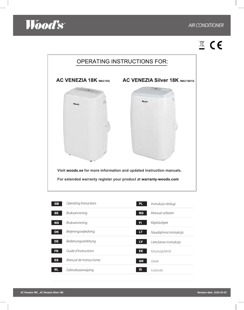 Page 1 de la notice Manuel utilisateur Wood's WAC1801G