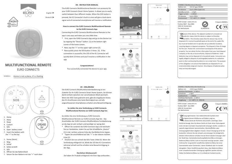 Page n°1 - Manuel utilisateur Elro Connects SF40RE