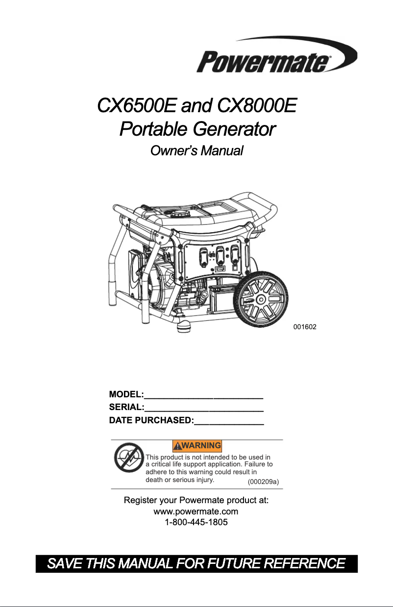 Page n°1 - Manuel utilisateur Powermate CX6500E