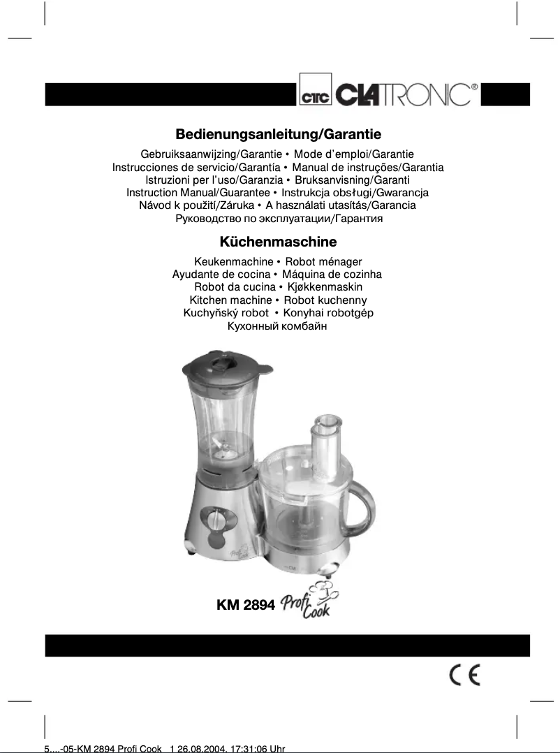 Page 1 de la notice Manuel utilisateur Clatronic KM 2894