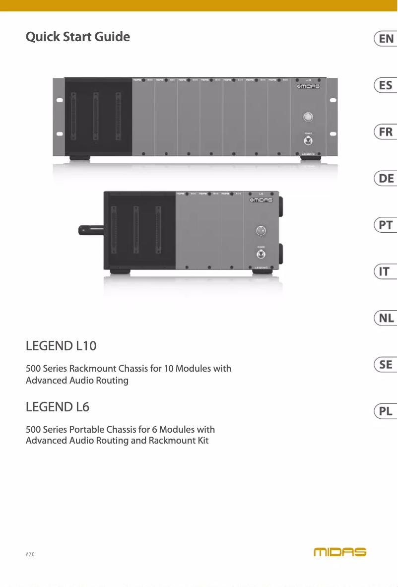 Page 1 de la notice Guide de démarrage rapide Midas Legend L10