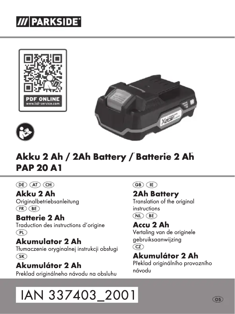 Page n°1 - Manuel utilisateur Parkside PAP20 A1