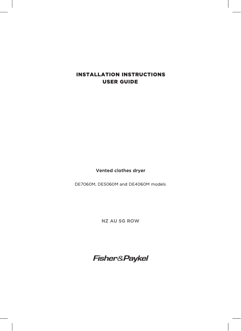 Page 1 de la notice Manuel utilisateur Fisher & Paykel DE5060M