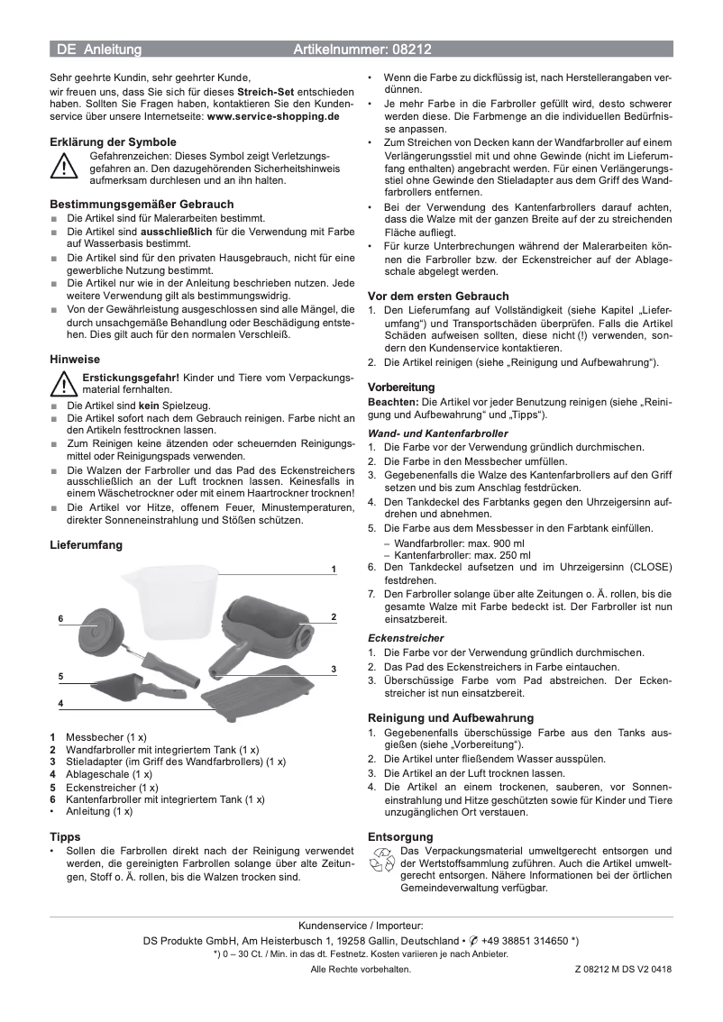 Page n°1 - Manuel utilisateur EasyMaxx 08212