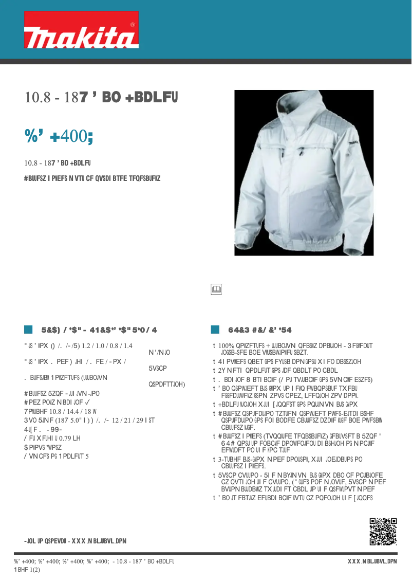 Page n°1 - Fiche technique Makita DFJ400Z
