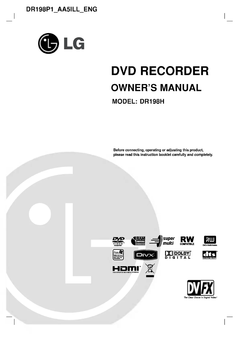 Page n°1 - Manuel utilisateur LG DR198H