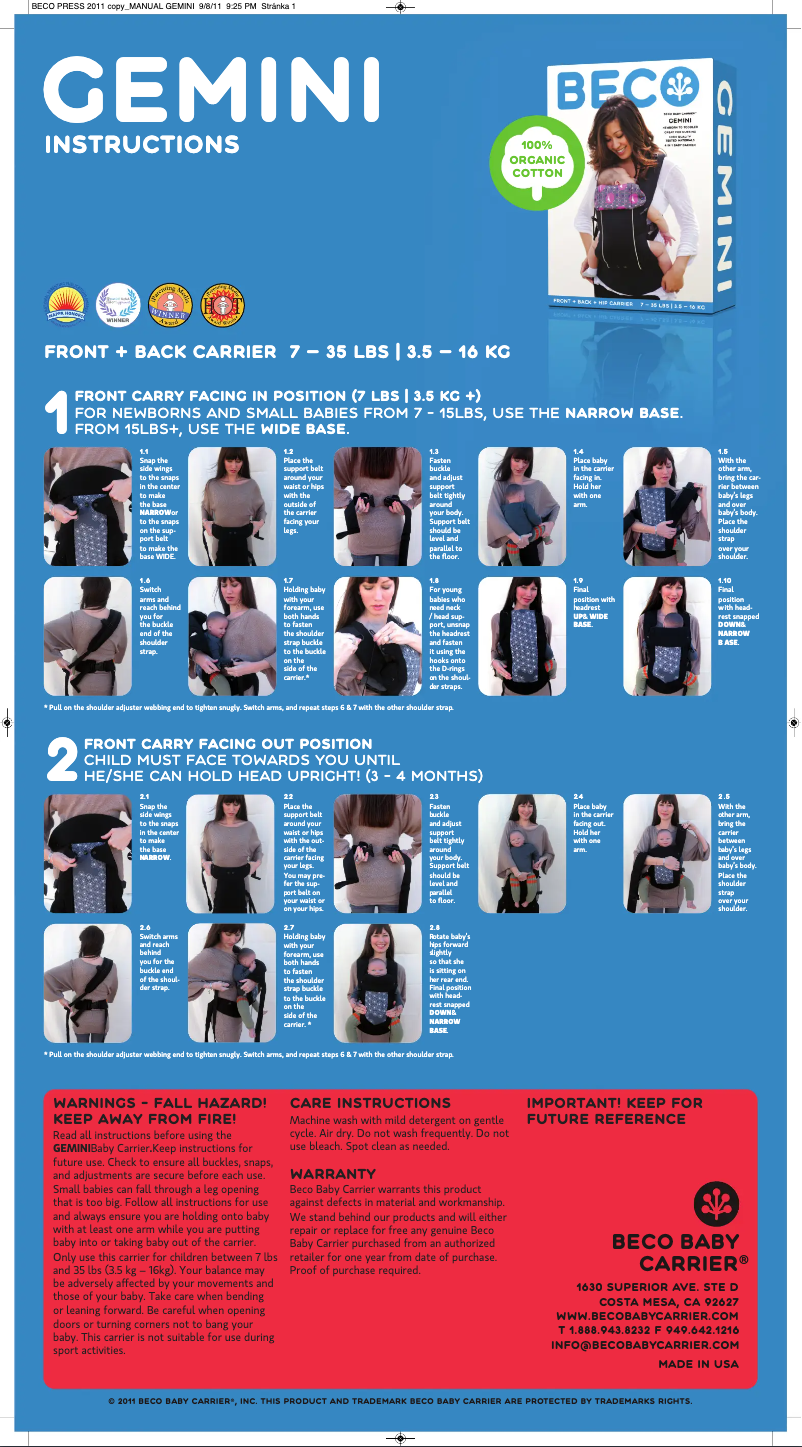 Image de la première page du manuel de l'appareil Gemini