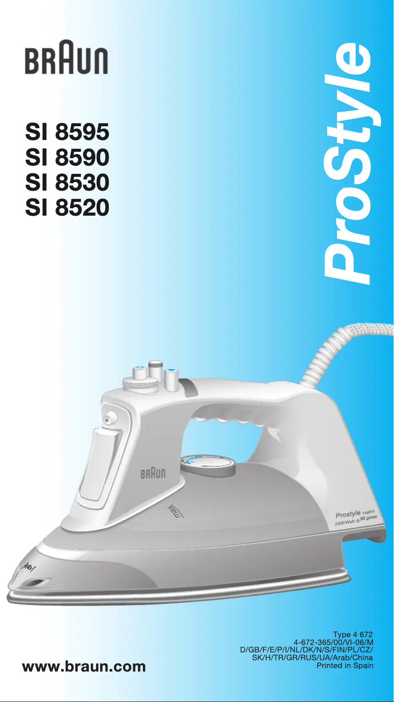 Page 1 of the manual User Manual Braun ProStyle SI 8595