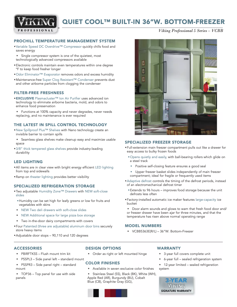 Page 1 de la notice Fiche technique Viking VCBB5363ER