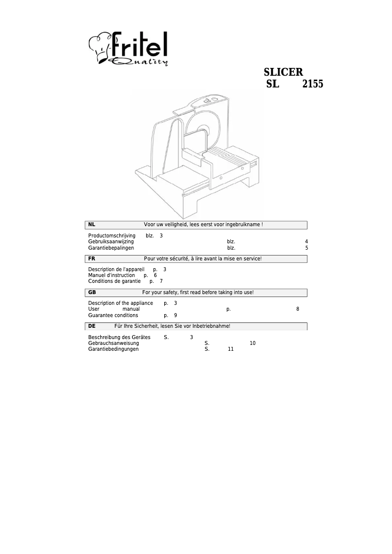 Image de la première page du manuel de l'appareil SL 2155
