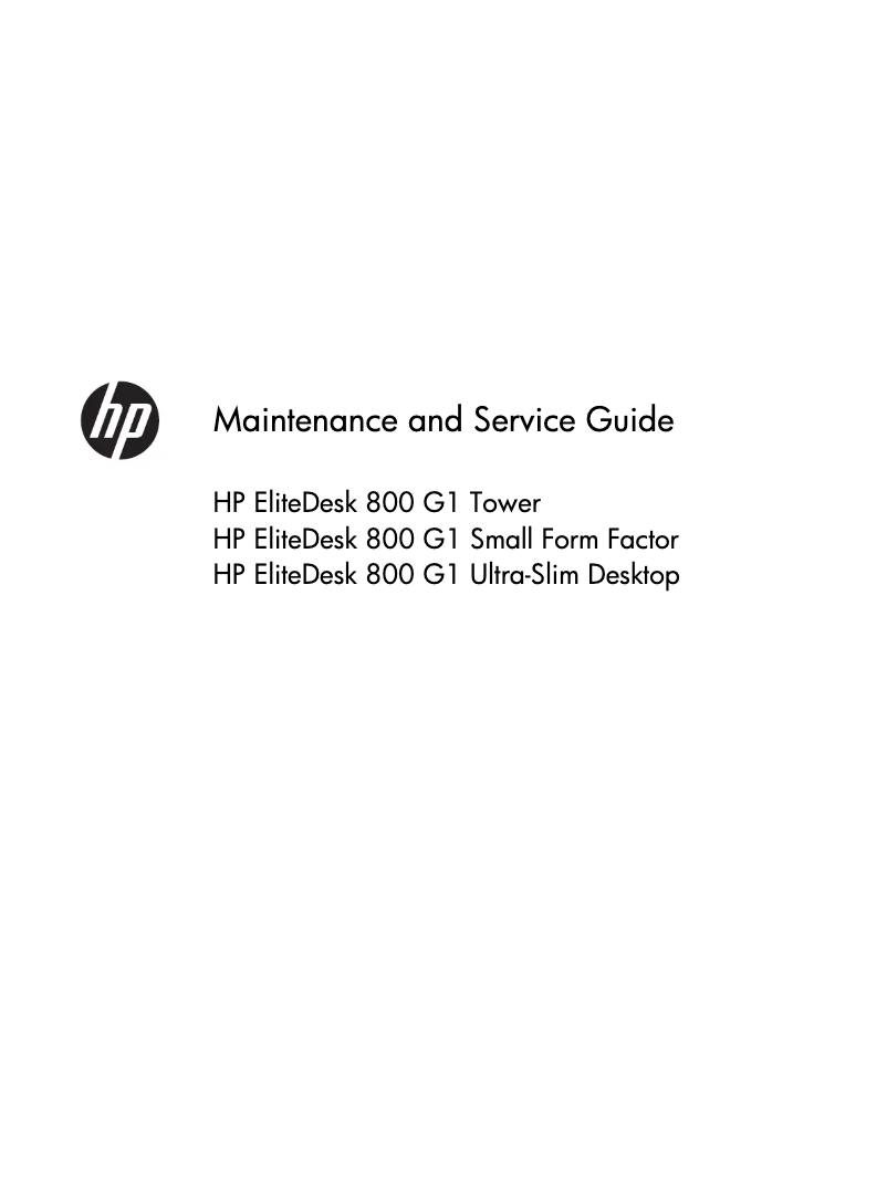 Page 1 de la notice Manuel utilisateur HP EliteDesk 800 G1 Tower