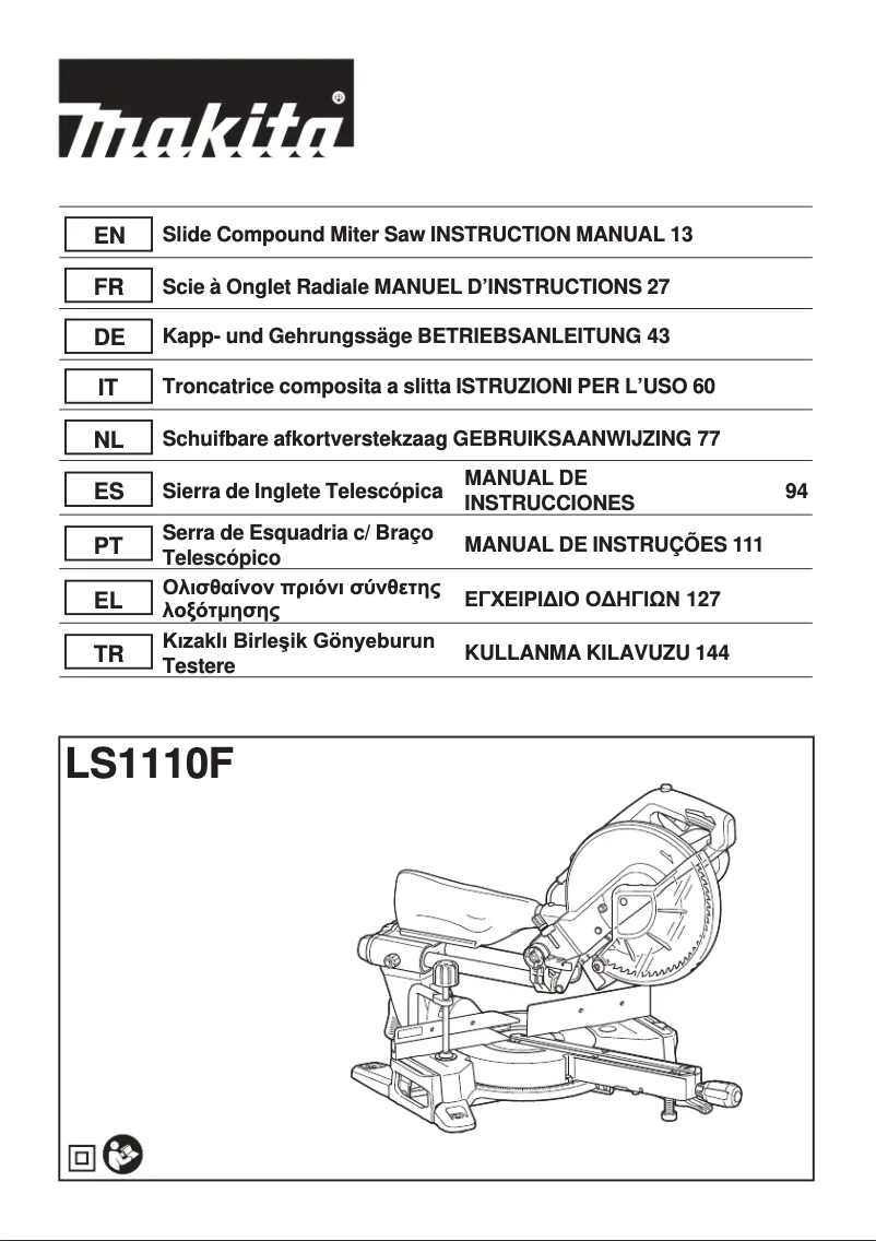 Page 1 de la notice Manuel utilisateur Makita LS1110F