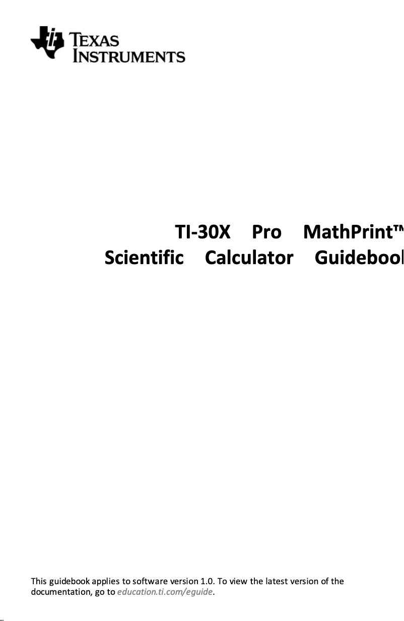 Page n°1 - Manuel utilisateur Texas Instruments TI-30X Plus MathPrint