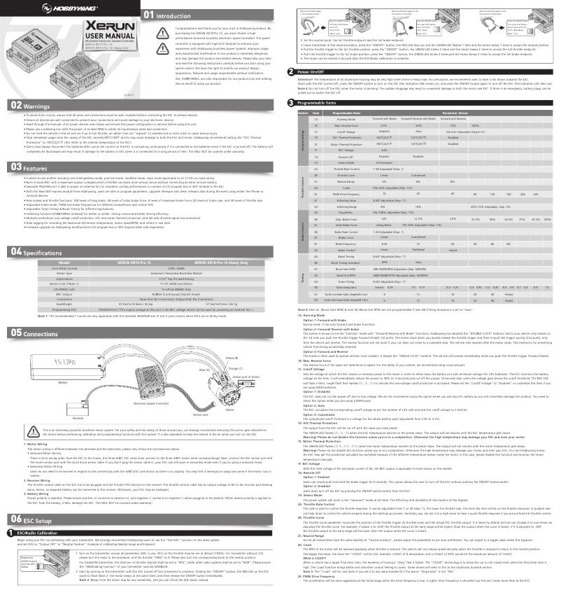Page n°1 - Manuel utilisateur Hobbywing XeRun XR10 Pro 1S Heavy Duty