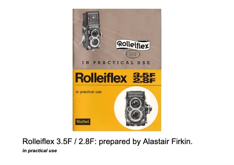 Page 1 de la notice Manuel utilisateur Rollei Rolleiflex 2.5F