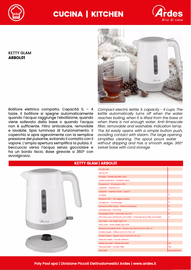 Página 1 del manual Ficha técnica Ardes Ketty Glam ARBOL01