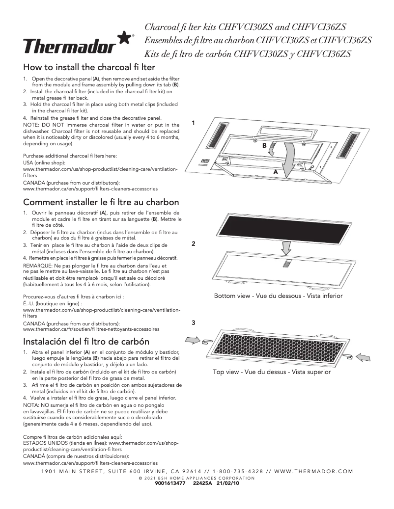 Page 1 de la notice Manuel utilisateur Thermador CHFVCI30ZS
