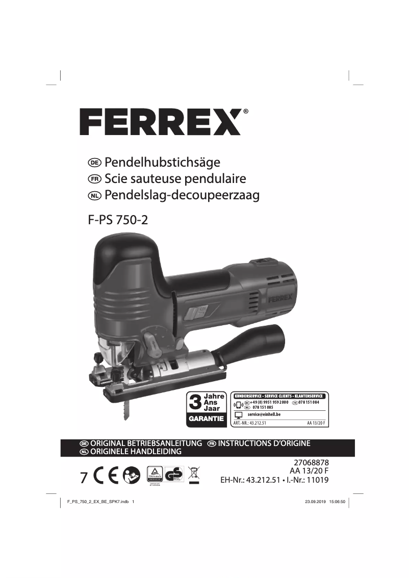 Page 1 de la notice Manuel utilisateur Ferrex F-PS 750-2