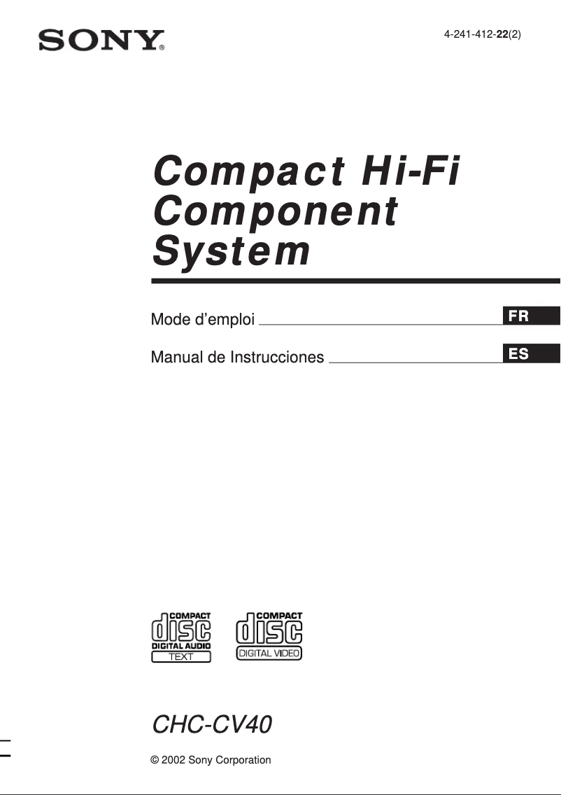 Page n°1 - Manuel utilisateur Sony CHC-CV40