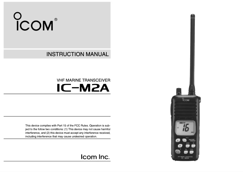 Page n°1 - Manuel utilisateur ICOM IC-M2A
