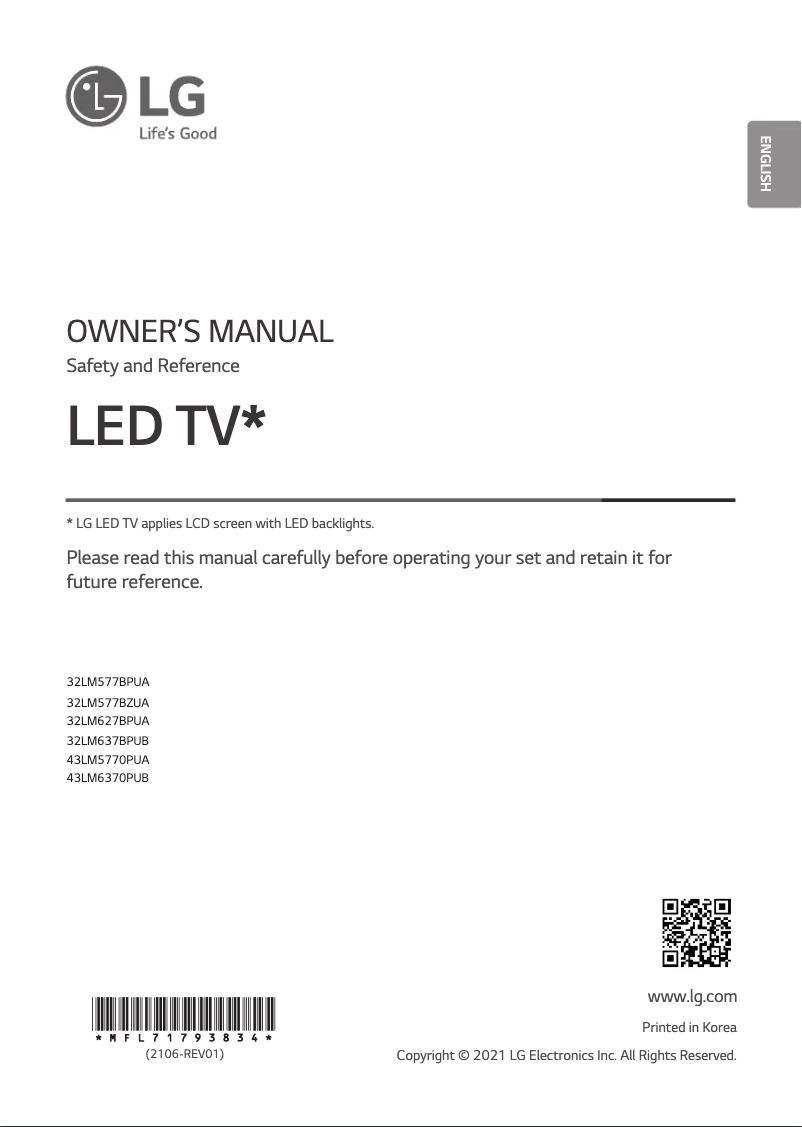 Page 1 de la notice Manuel utilisateur LG 43LM5770PUA
