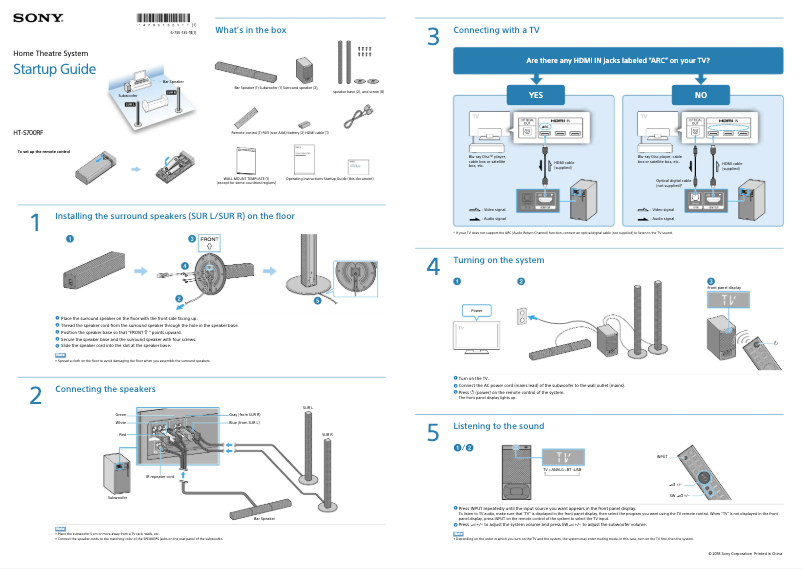 Image de la première page du manuel de l'appareil HT-S700RF