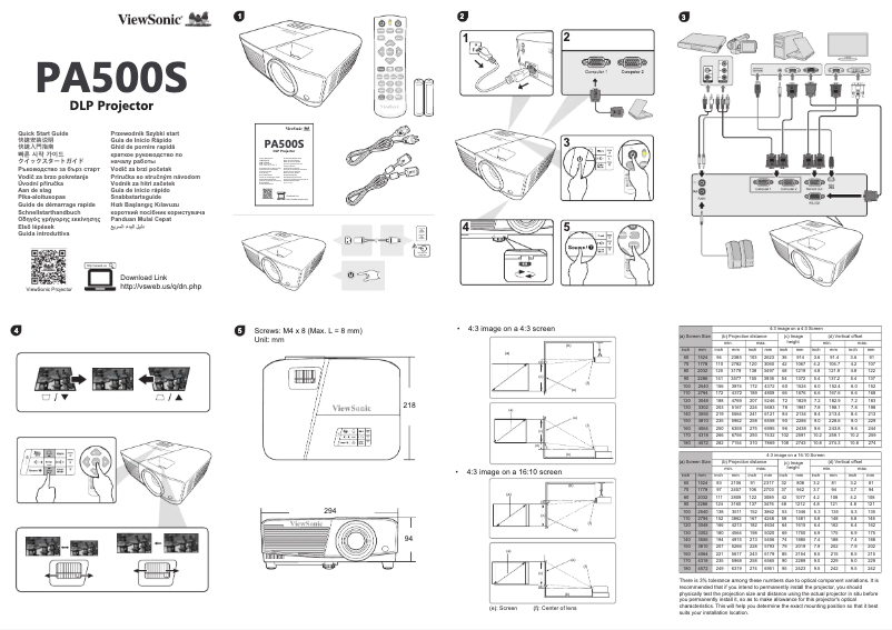 Page 1 de la notice Guide de démarrage rapide Viewsonic PA500S