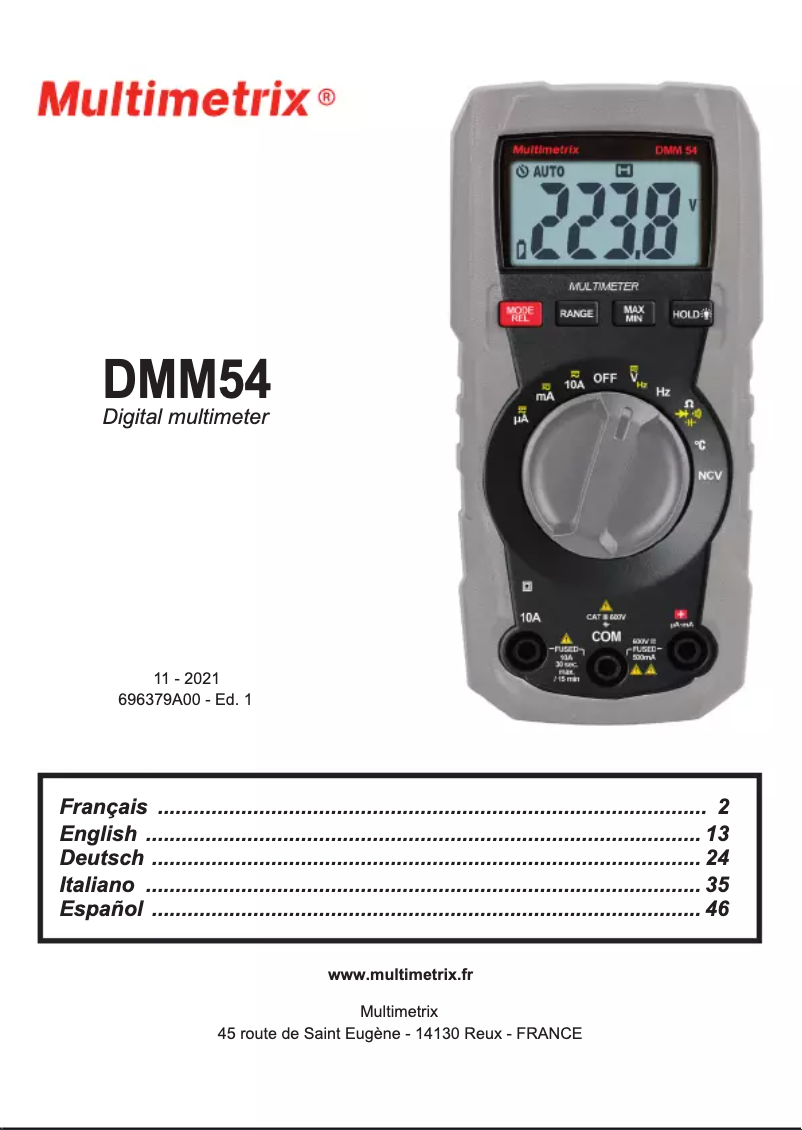 Image de la première page du manuel de l'appareil DMM54