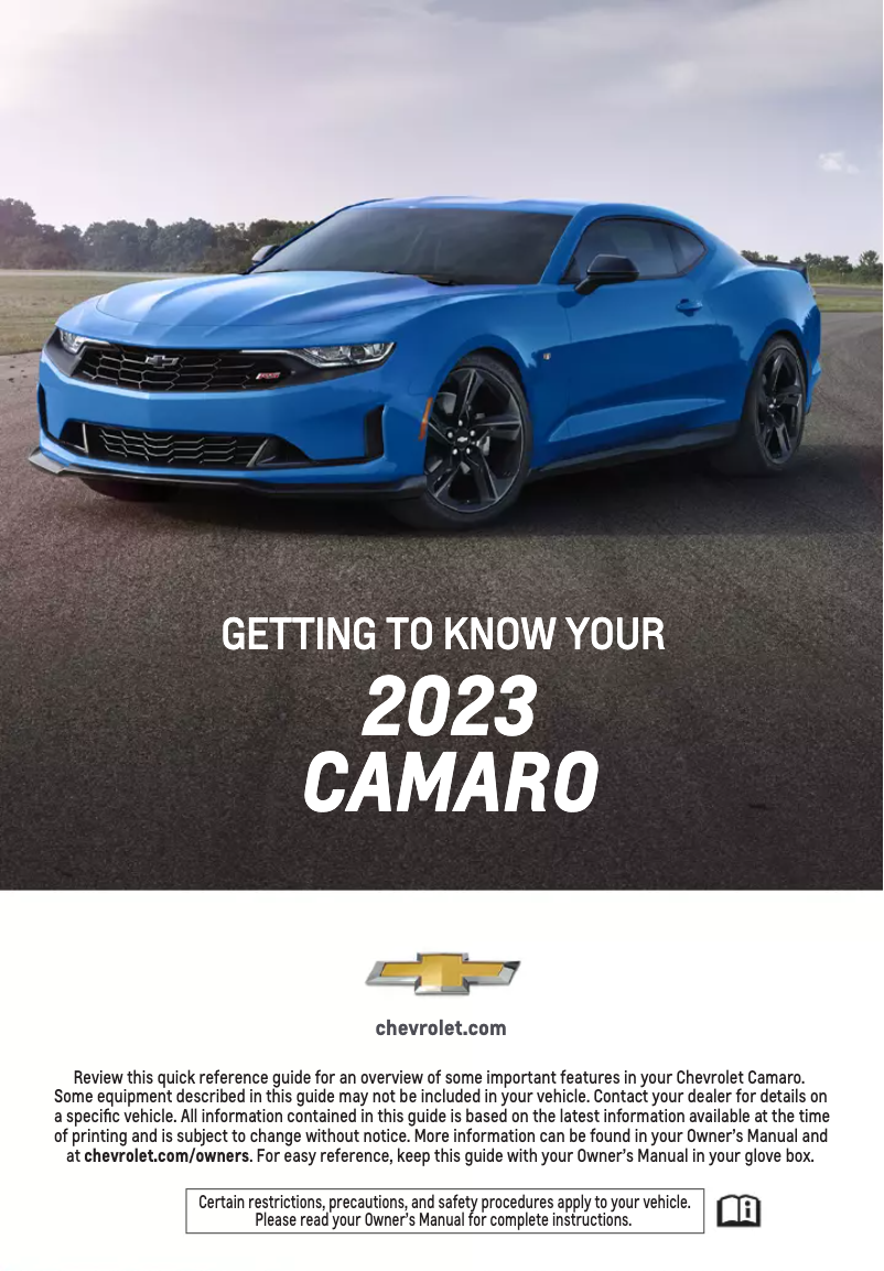 Page 1 de la notice Guide de démarrage rapide Chevrolet Camaro (2023)