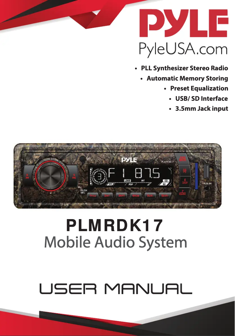 Page n°1 - Manuel utilisateur Pyle PLMRDK17