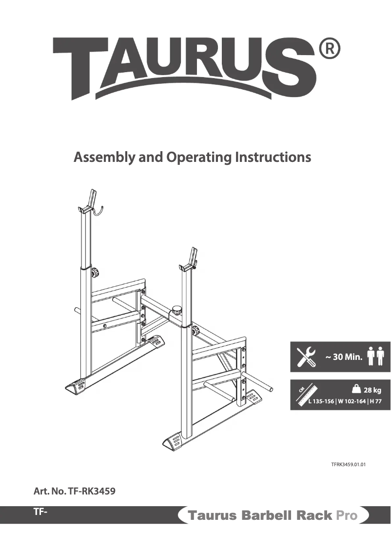 Page n°1 - Manuel utilisateur Taurus Barbell Rack Pro