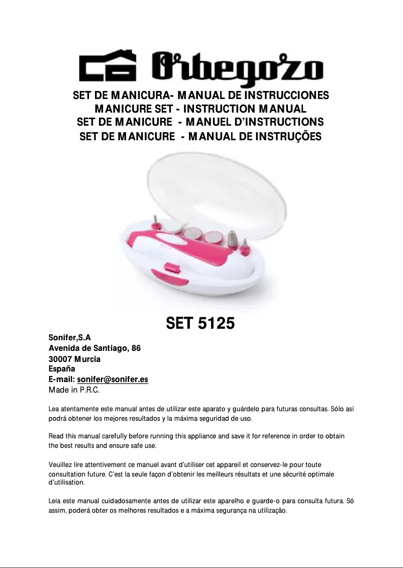 Page n°1 - Manuel utilisateur Orbegozo SET 5125
